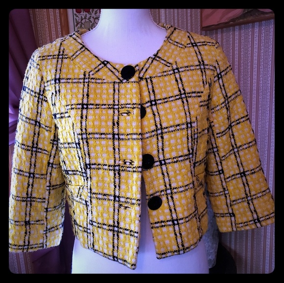 Merona Jackets Coats Yellow Plaid Bolero Jacket Poshmark